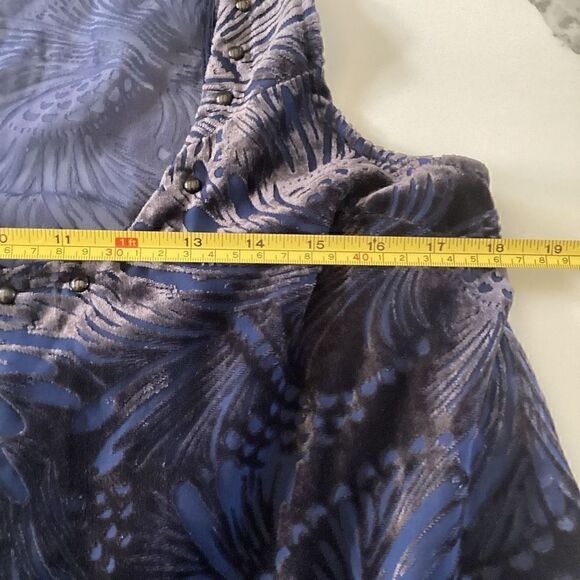 Free People Ellie Burnout Velvet Knit Dress Tunic Studded Uneck Sz m Navy - Picture 12 of 13